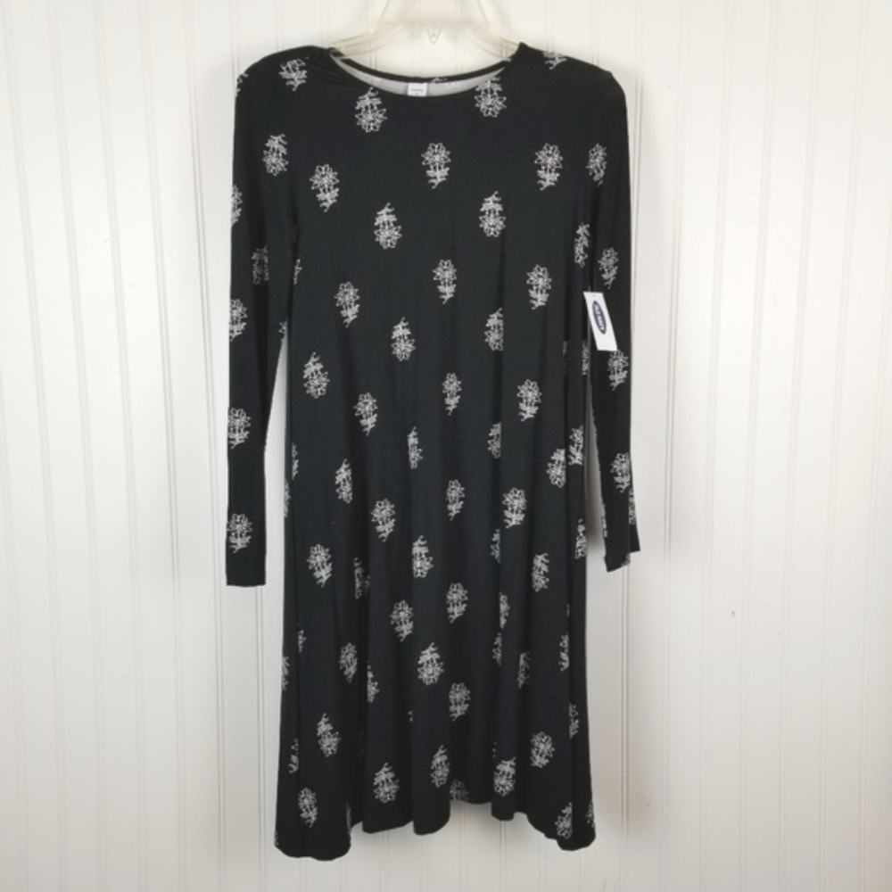 Old Navy Womens Long Sleeve Flower Print Dress Size XS Blue NWT Jersey Knit - Picture 2 of 9